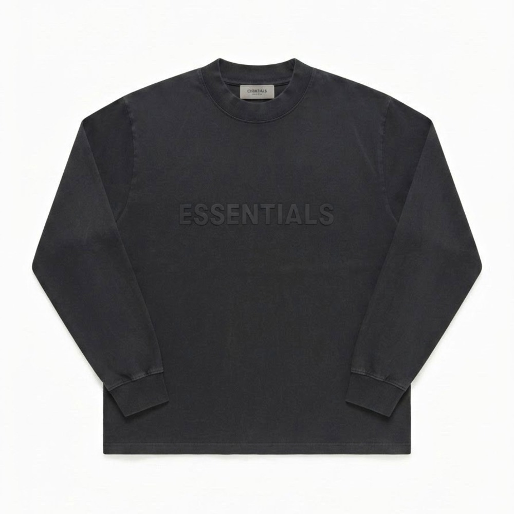 Essentials Fear of God Logo Crewneck Sweatshirt Mens S Black Cotton Fleece